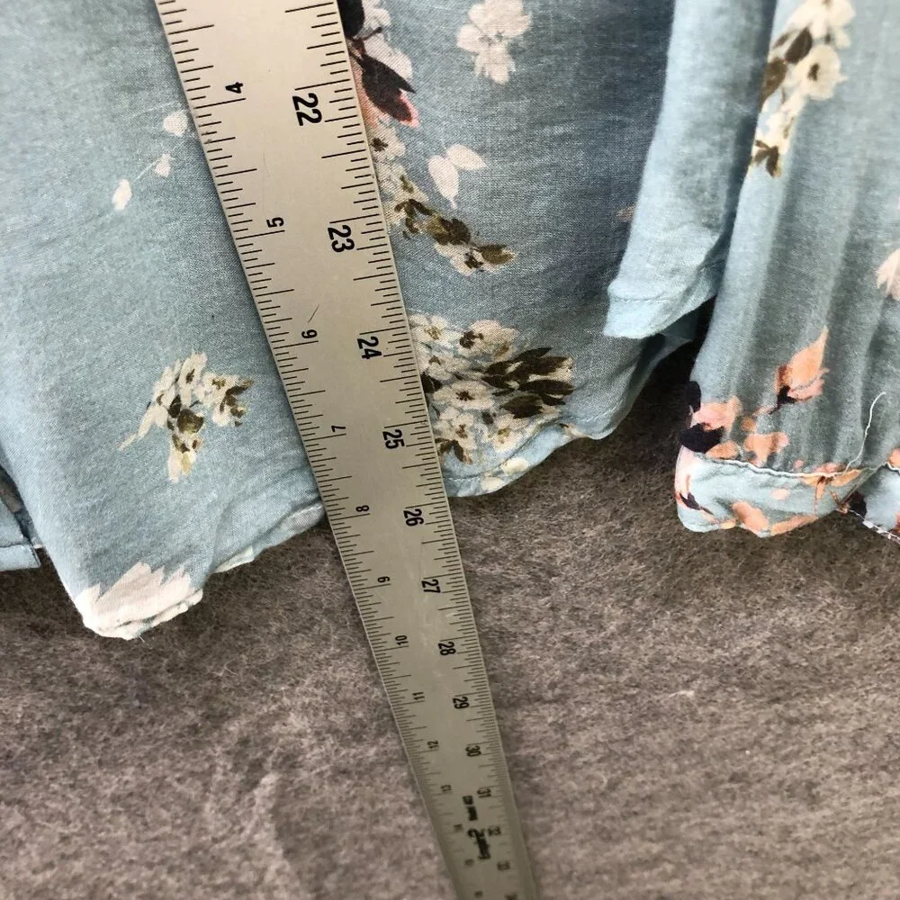 Cloth & Stone Long Sleeve‎ Blouse Womens S Blue Lightweight Rayon Floral - Picture 7 of 8